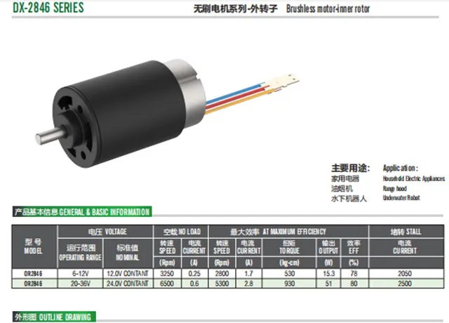 DX-2846 SERIES | High Torque Brushless DC Motor For Industrial & Smart Devices